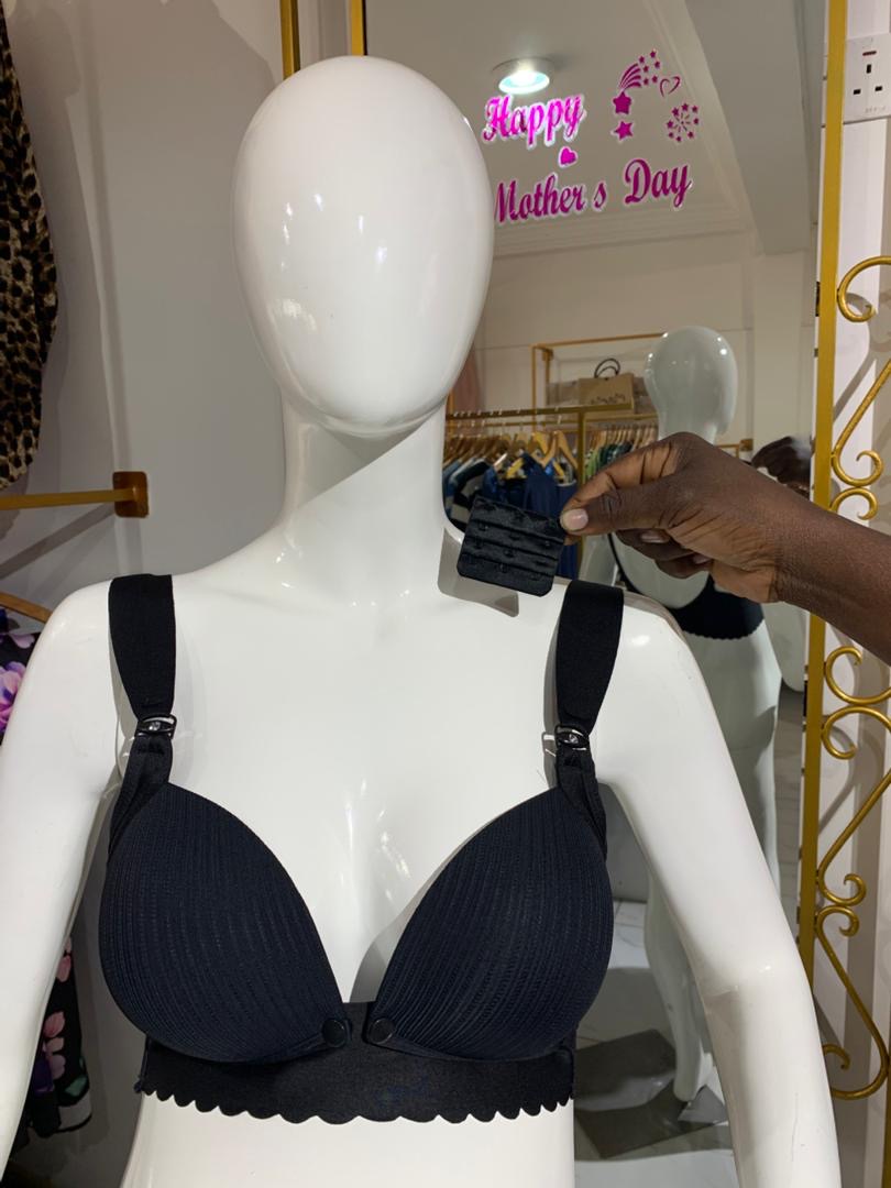 Black Scallop Edge Nursing Bra with Free Extender