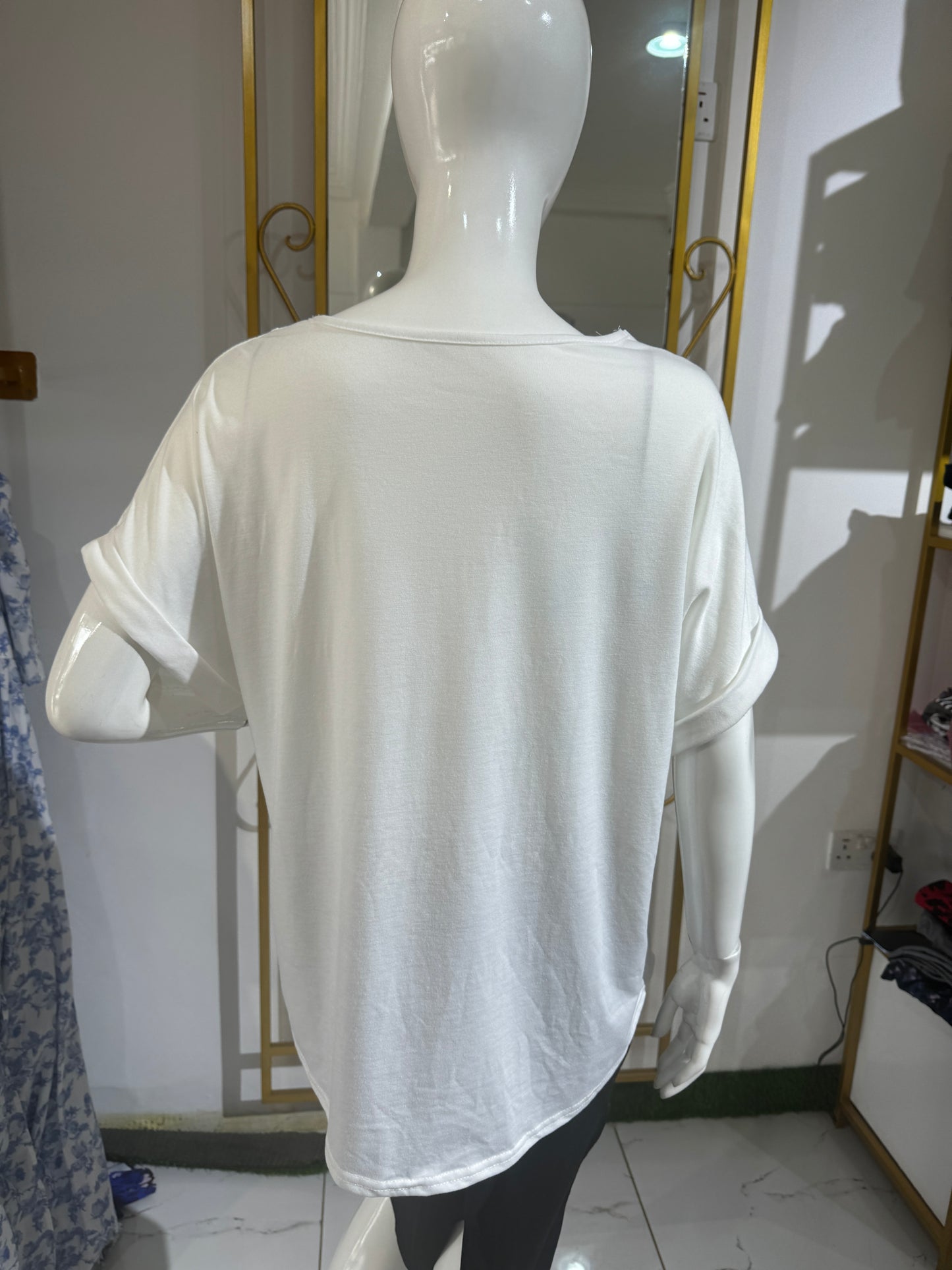 White V-Neck Maternity T-Shirt