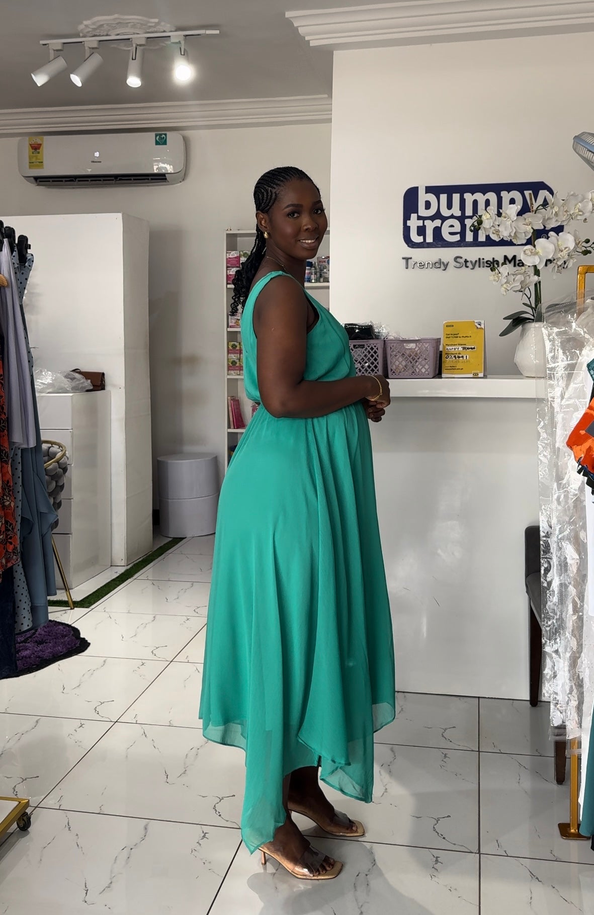 Chiffon Maternity/Nursing Flare Assymetric Dress