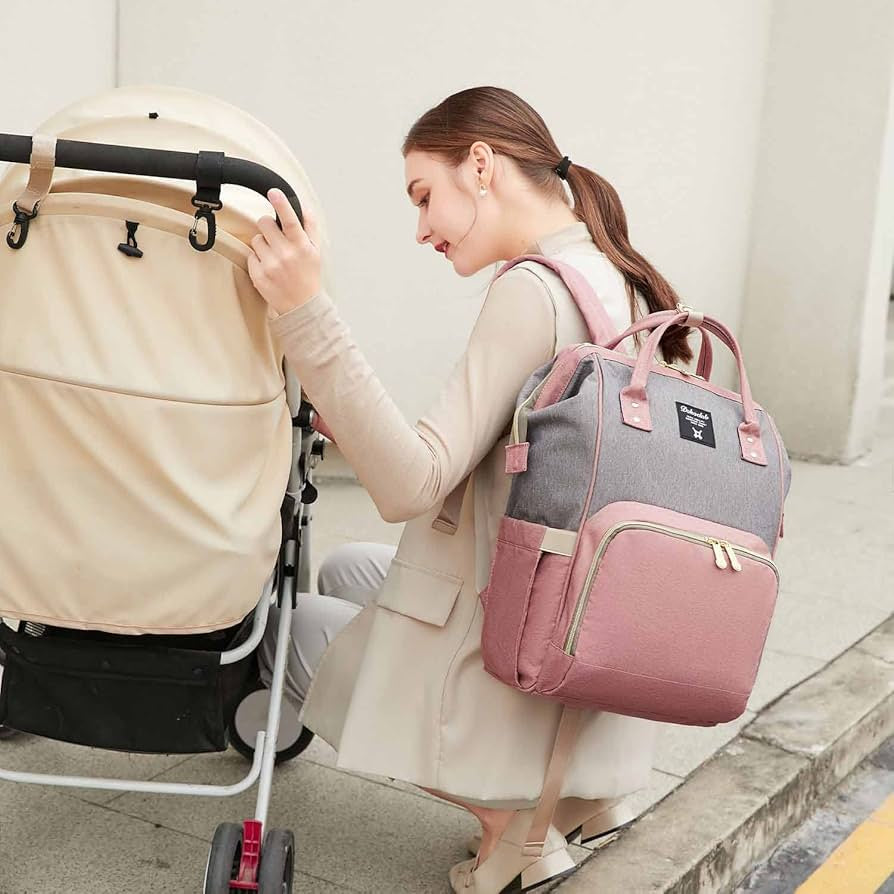 Dokoclub Peach and Grey Diaper Backpack