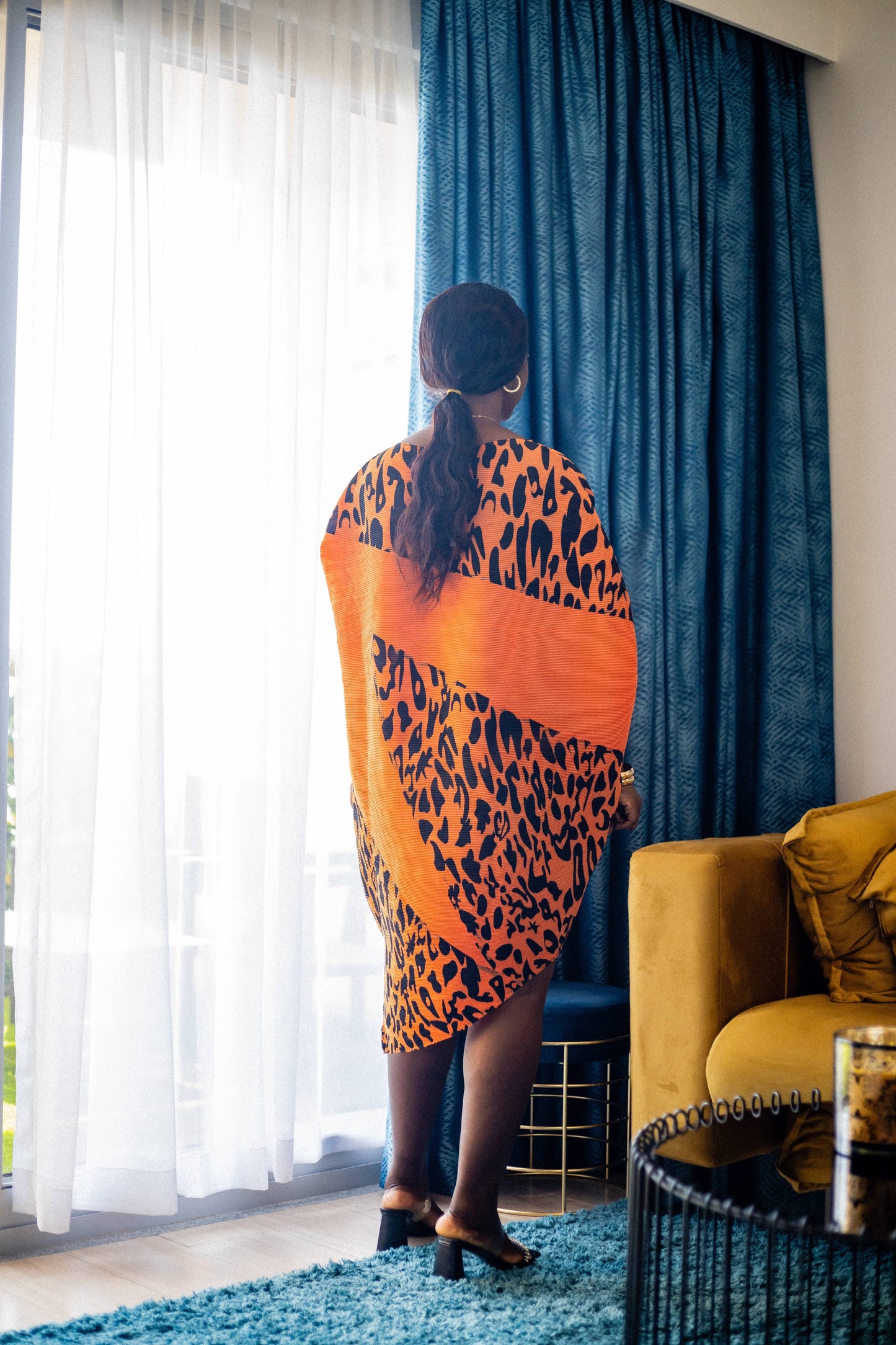 Orange Maternity Assymetrical Miyaki Dress