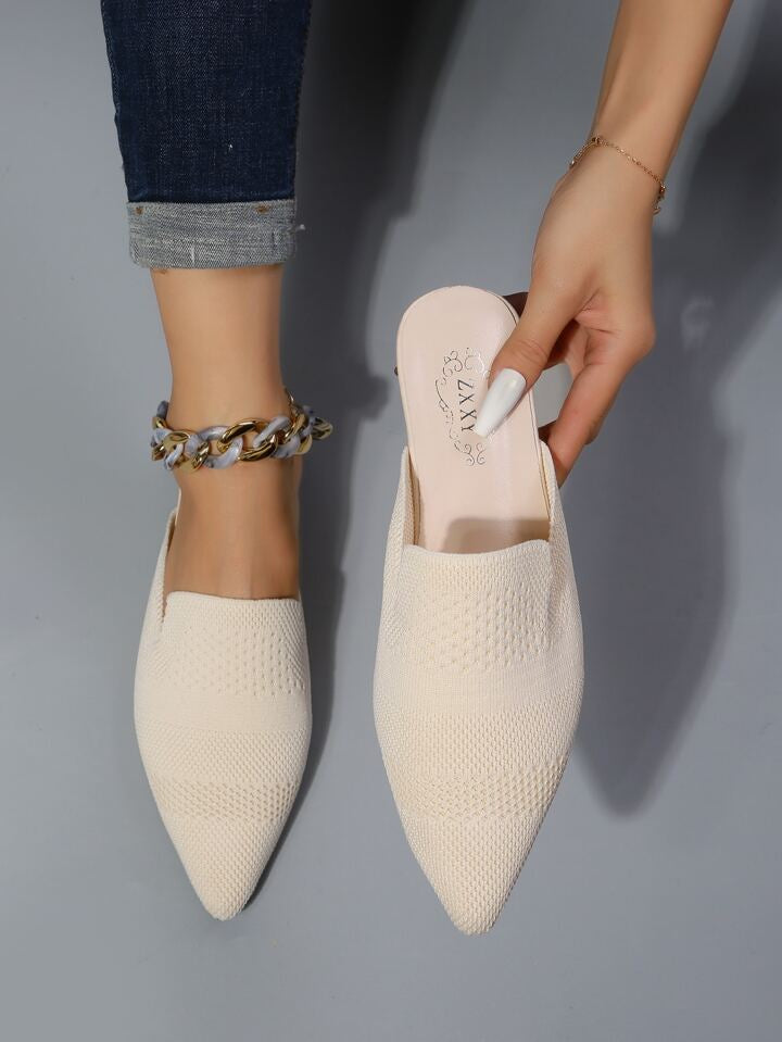 Nude Soft Weave Mule Slides