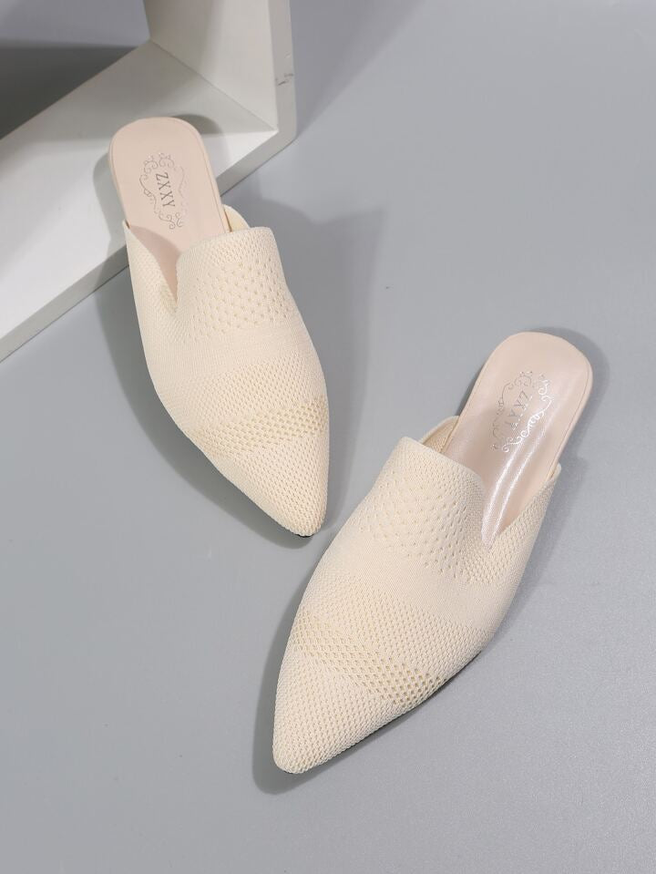 Nude Soft Weave Mule Slides
