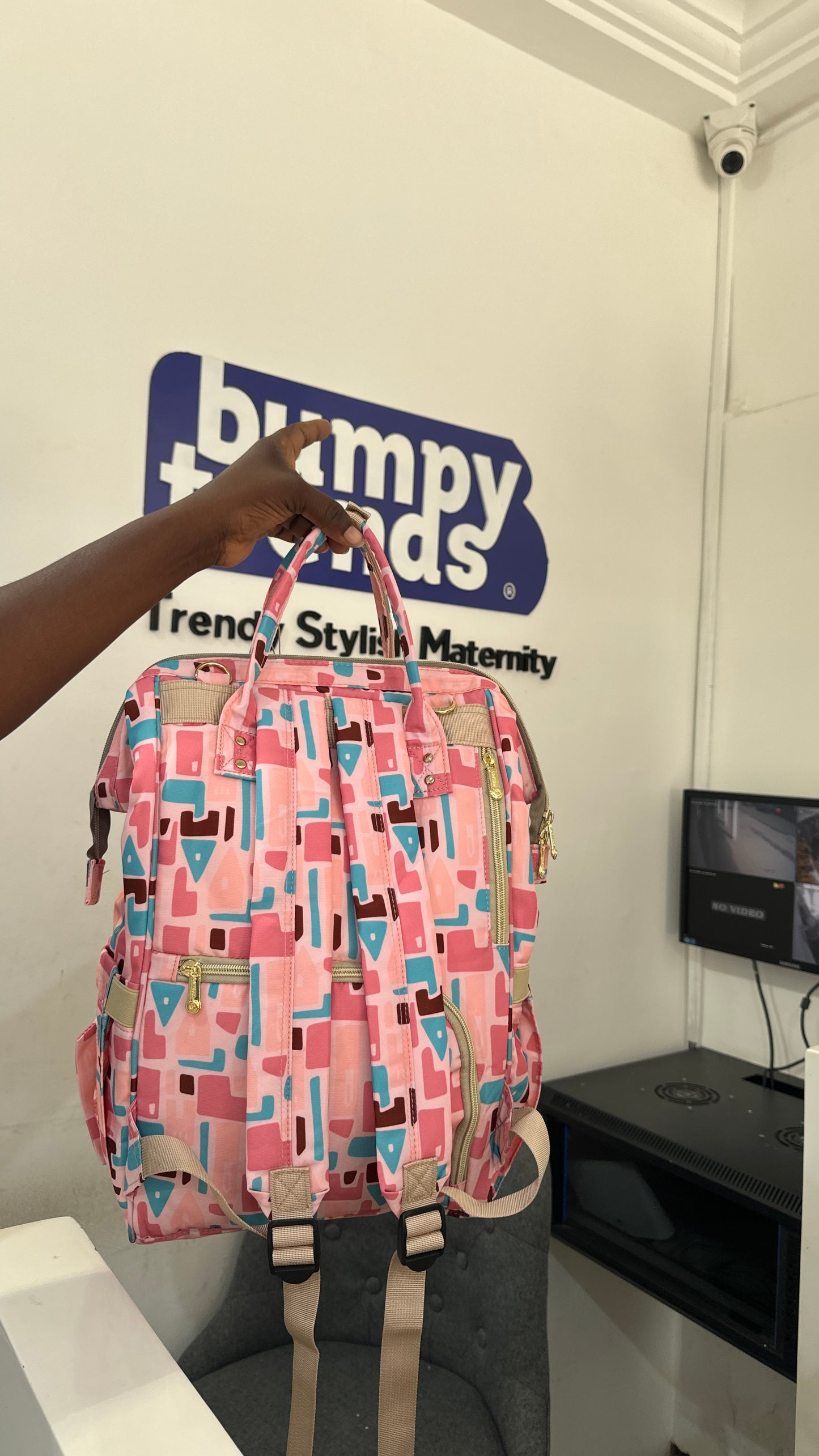 Lovtis Pink Print Diaper Backpack