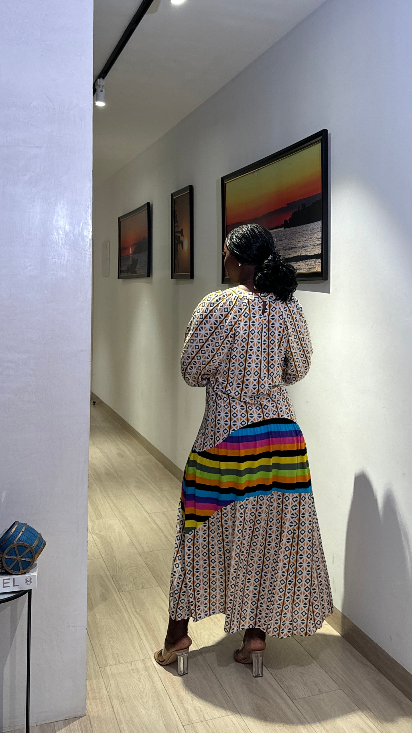 Orange Button Up Maternity & Nursing Empire Waist Bump Dress