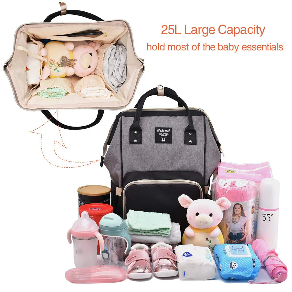 Dokoclub Black and Grey Diaper Backpack