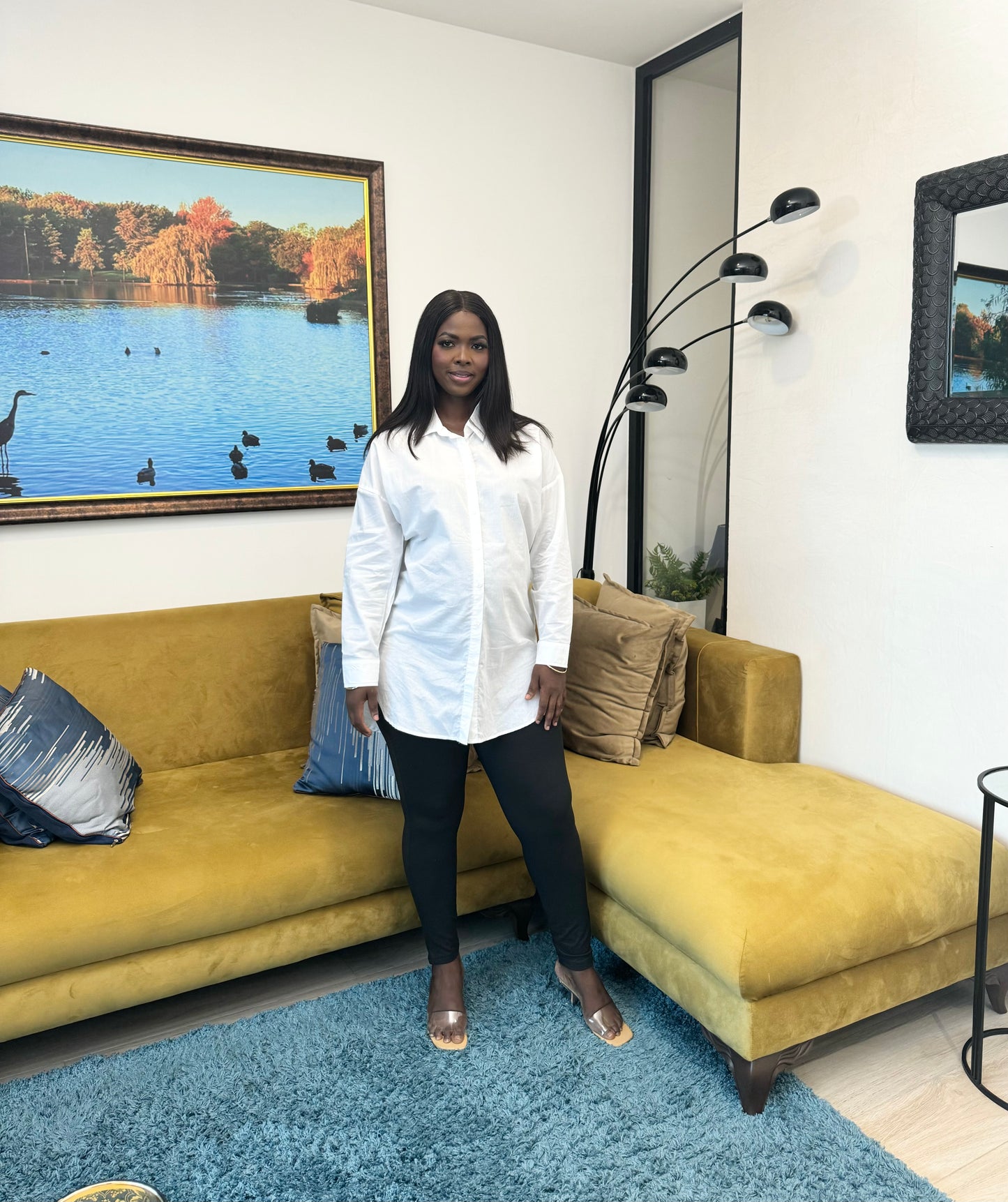 Oversized Long Sleeve White Maternity/Nursing Shirt