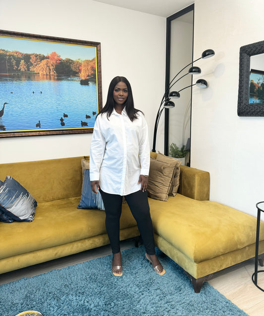 Oversized Long Sleeve White Maternity/Nursing Shirt