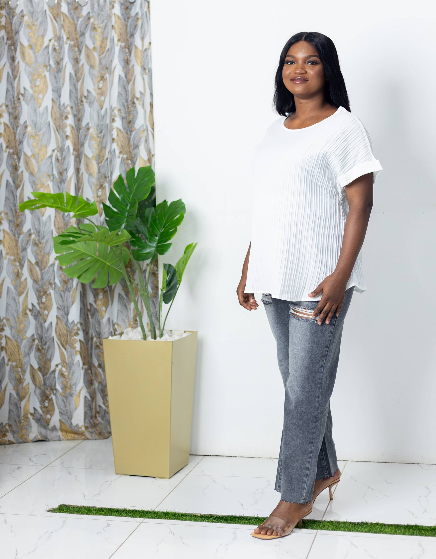 Maternity Textured White Top