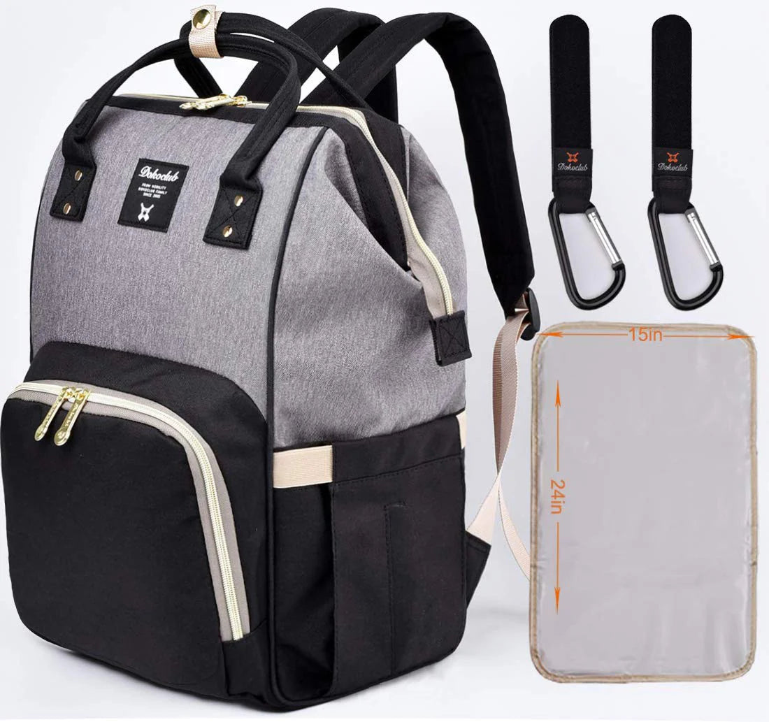 Dokoclub Black and Grey Diaper Backpack