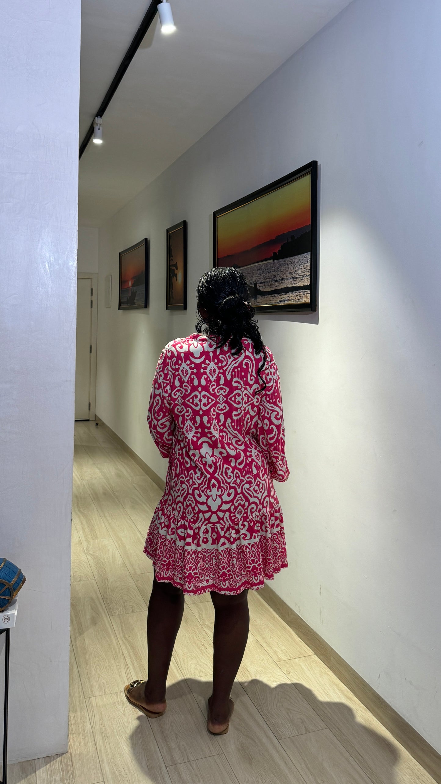 Long Sleeve Button Down Maternity Smock Dress For Pregnant Women