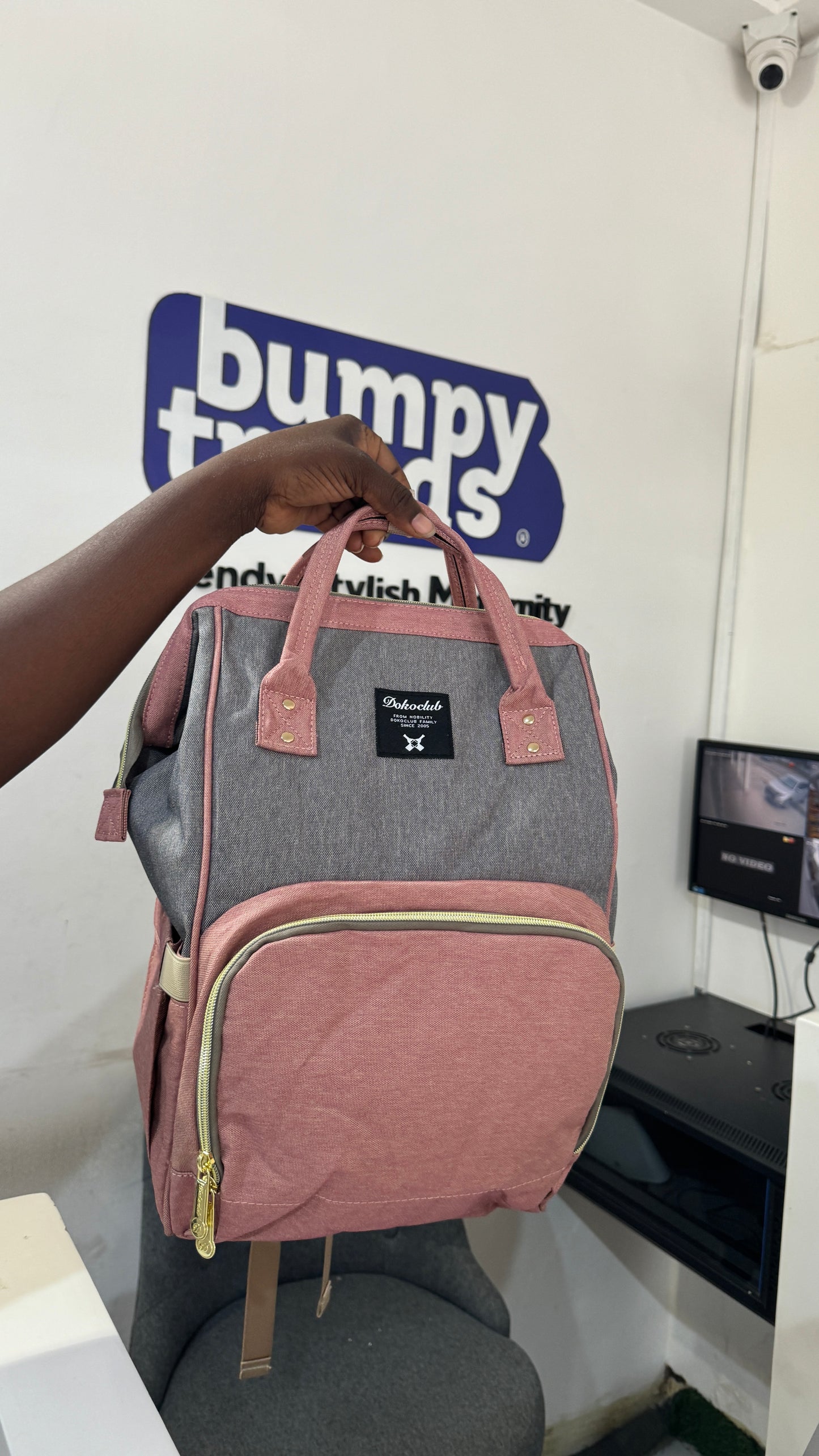 Dokoclub Peach and Grey Diaper Backpack