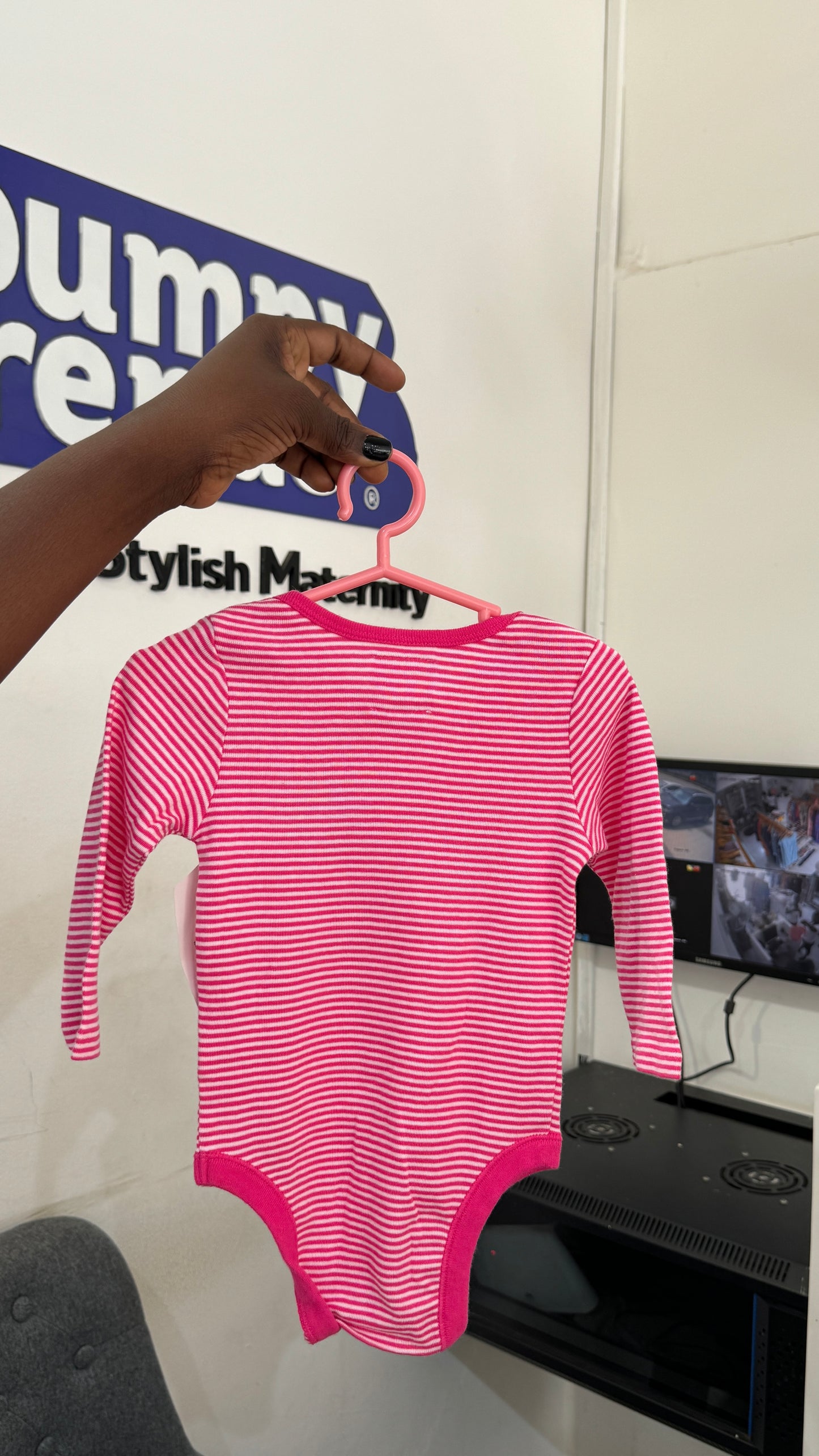 Old Navy Pink Stripe “Cute” Bodysuit