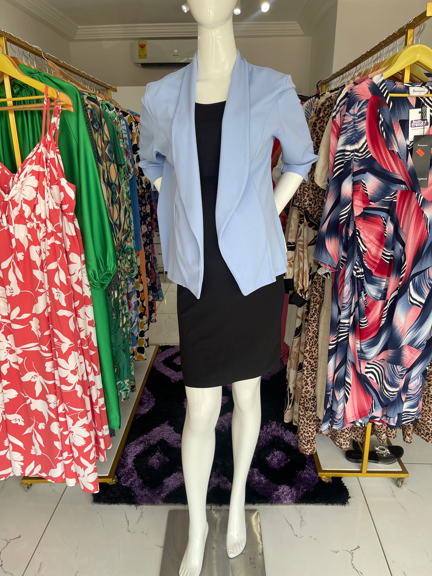 Light Blue Drape Maternity Blazer