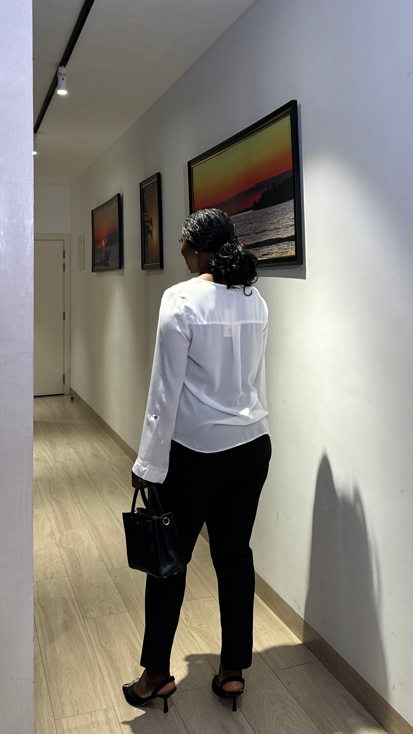 White Notch Neck Maternity Blouse