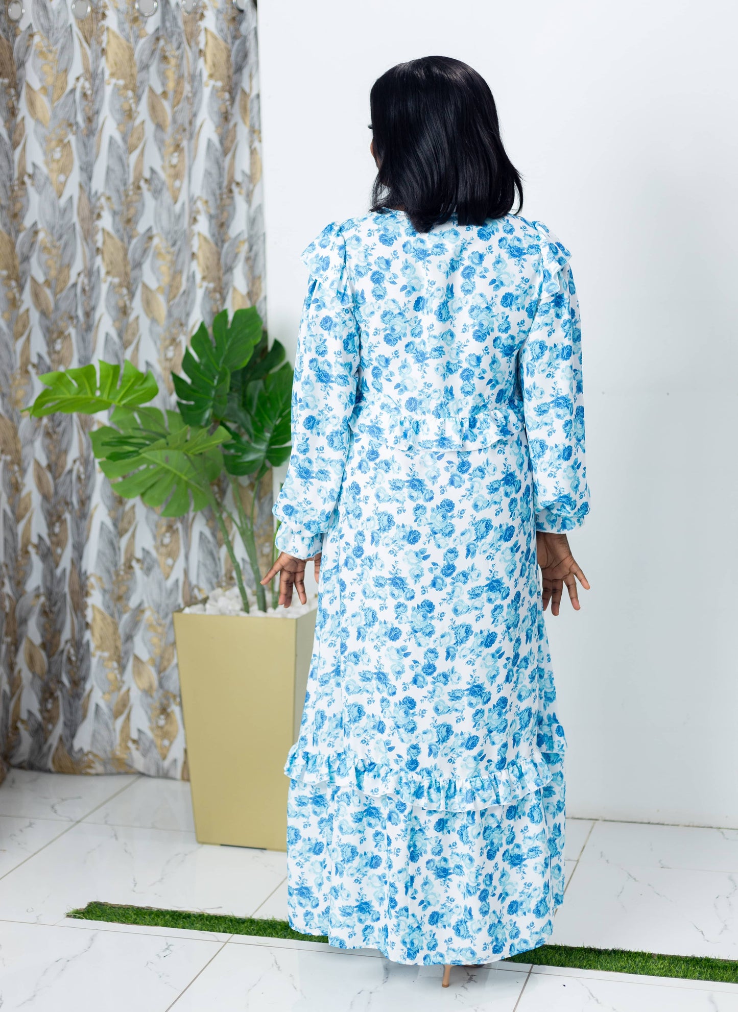 Tiered Maternity/Nursing Maxi Buttoned Bust Dress