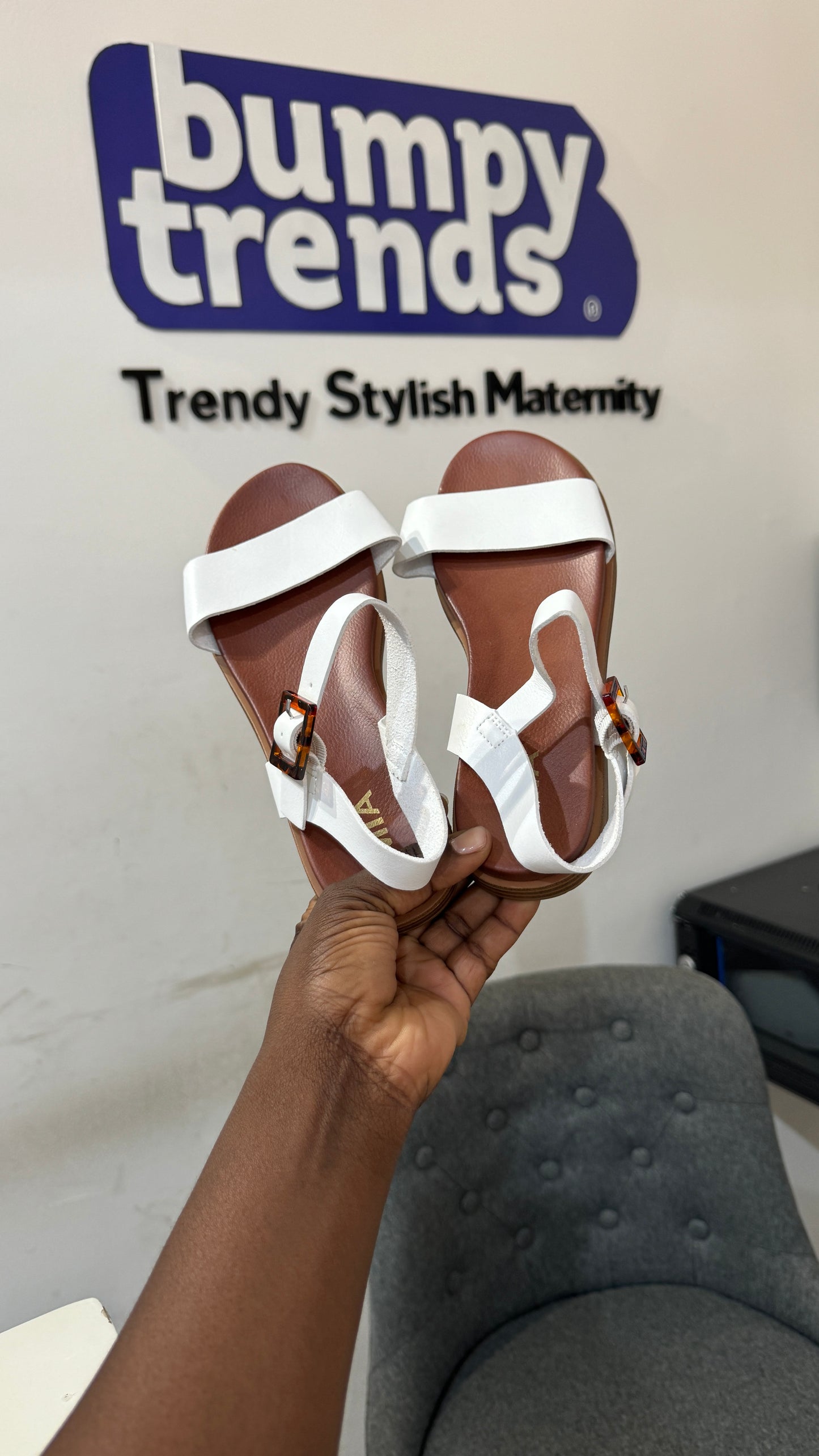 White Strap Adjustable Closures Sandals