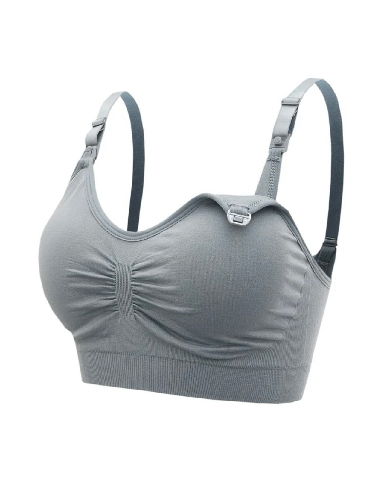 Grey Ruched Nursing Bra