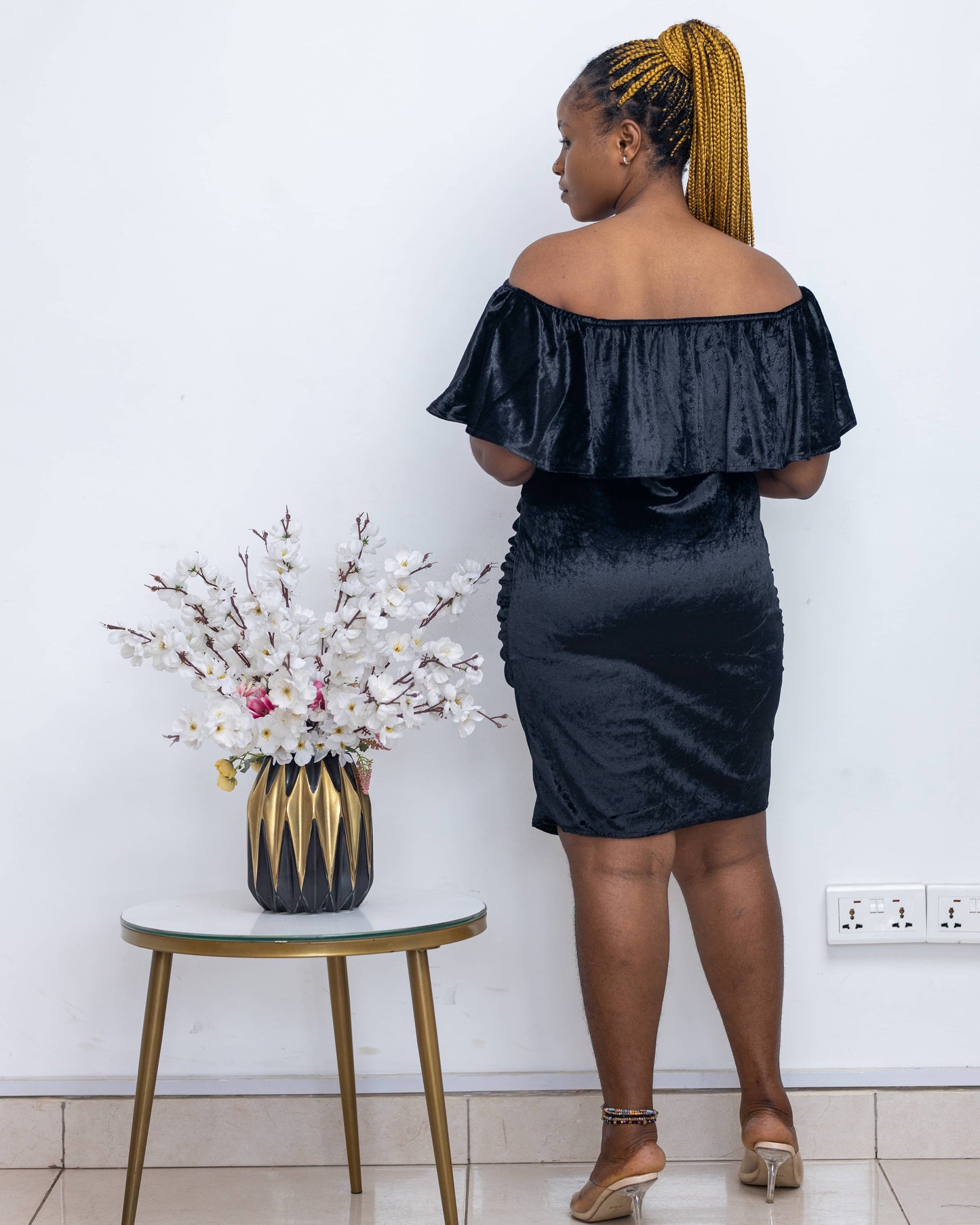 Bardot Black Velvet Maternity Dress