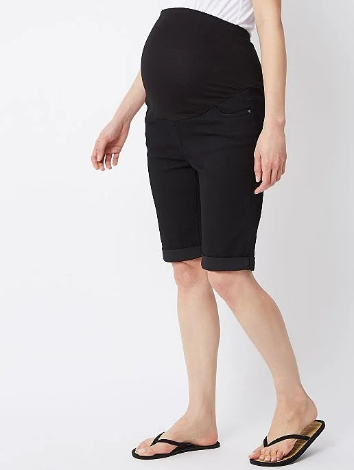 Overbump black maternity jeans shorts