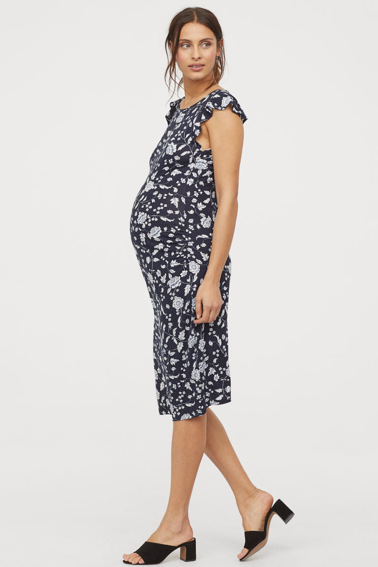 Navy Floral Shift Maternity Dress