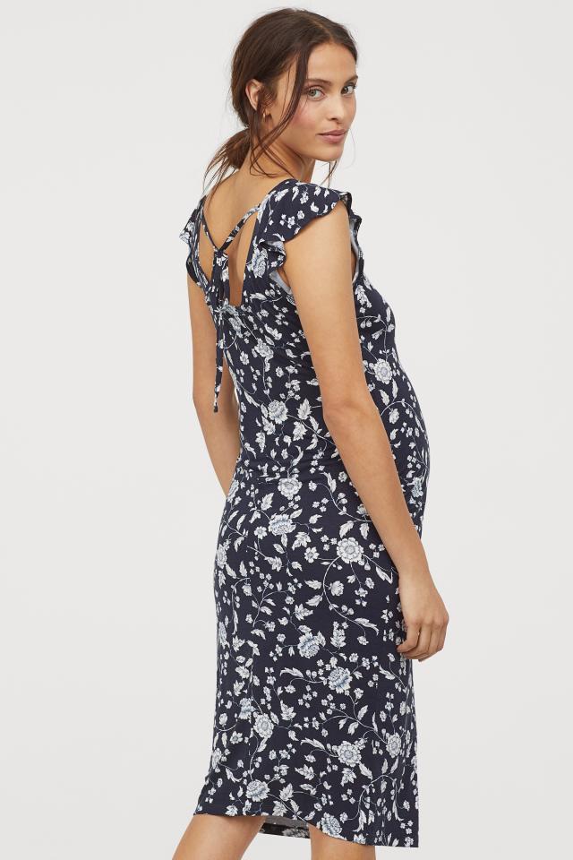 Navy Floral Shift Maternity Dress