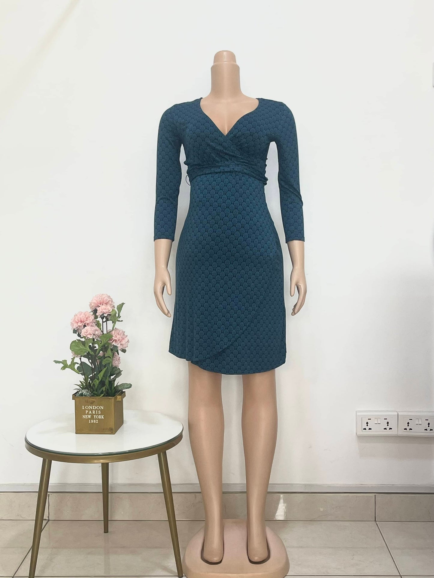 Teal Wrap Maternity/Nursing dress