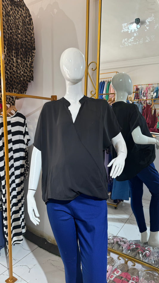 Black Wrap Around Maternity/Nursing Top For Pregnancy Bump