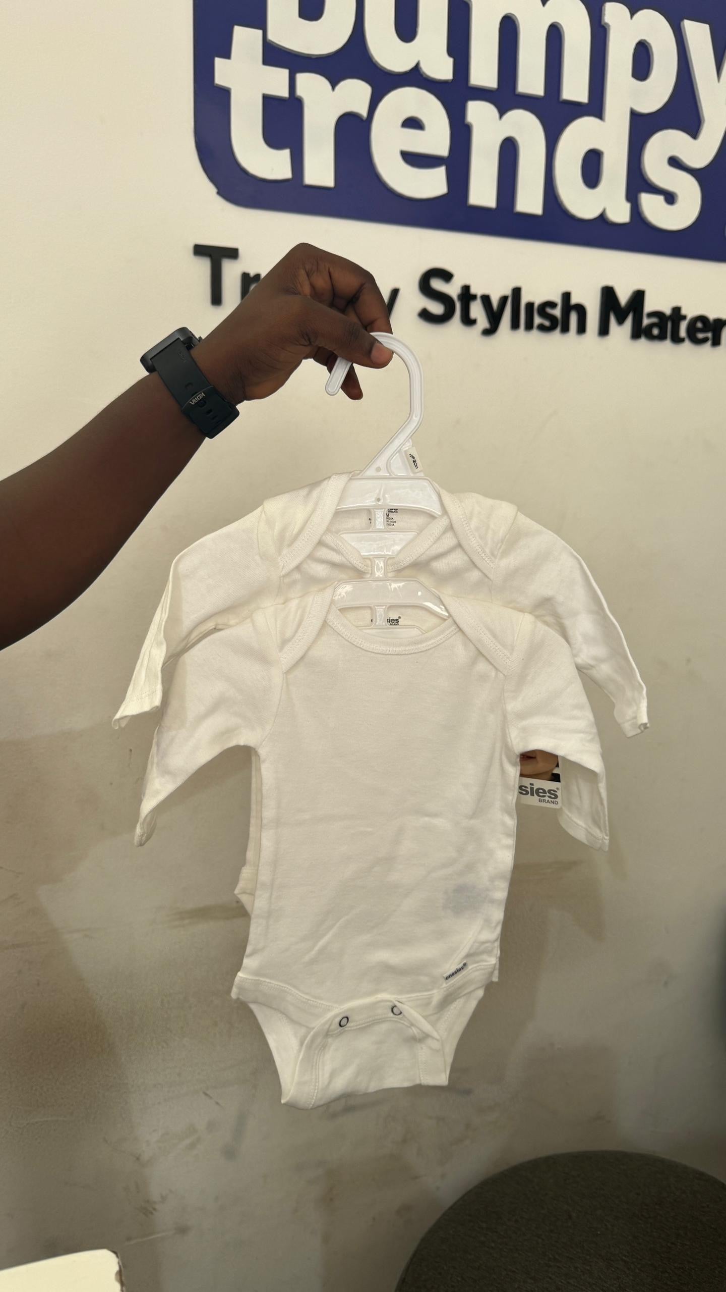2 Pack White Cotton Onesies