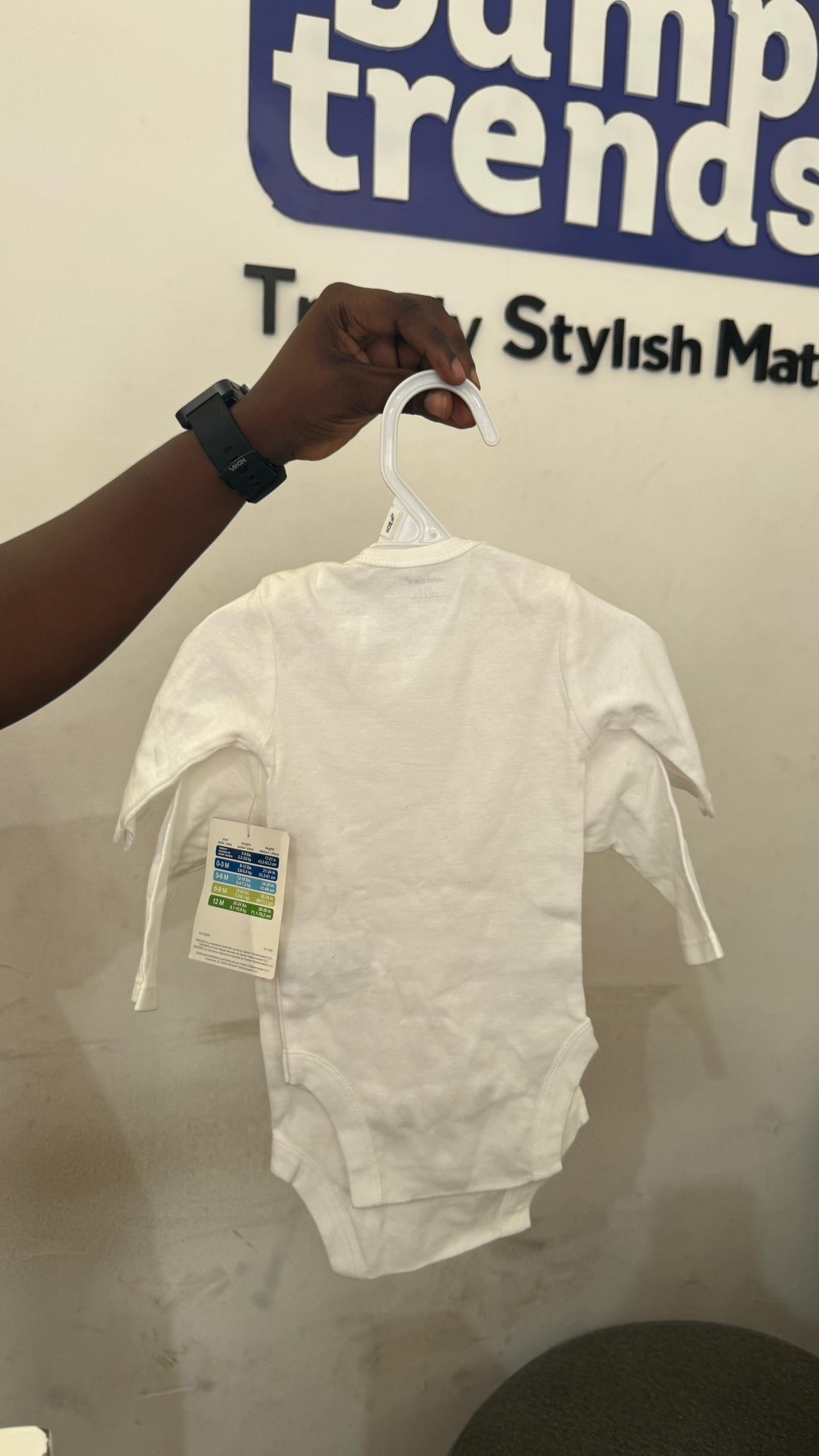 2 Pack White Cotton Onesies