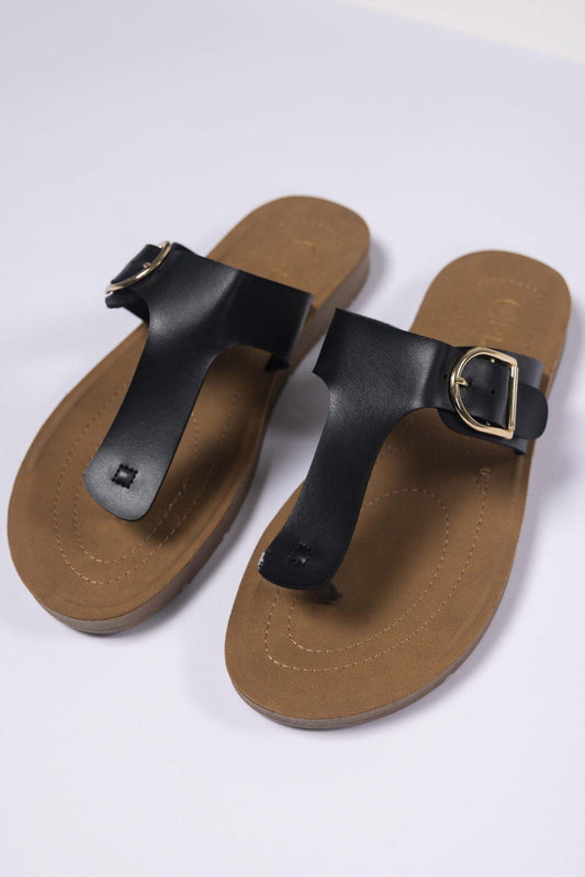 Black Thong Strap Sandals