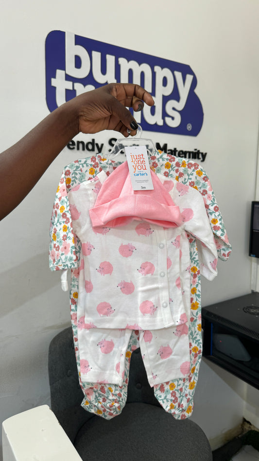 Carter’s 4pc Sleepsuit,Hat Set
