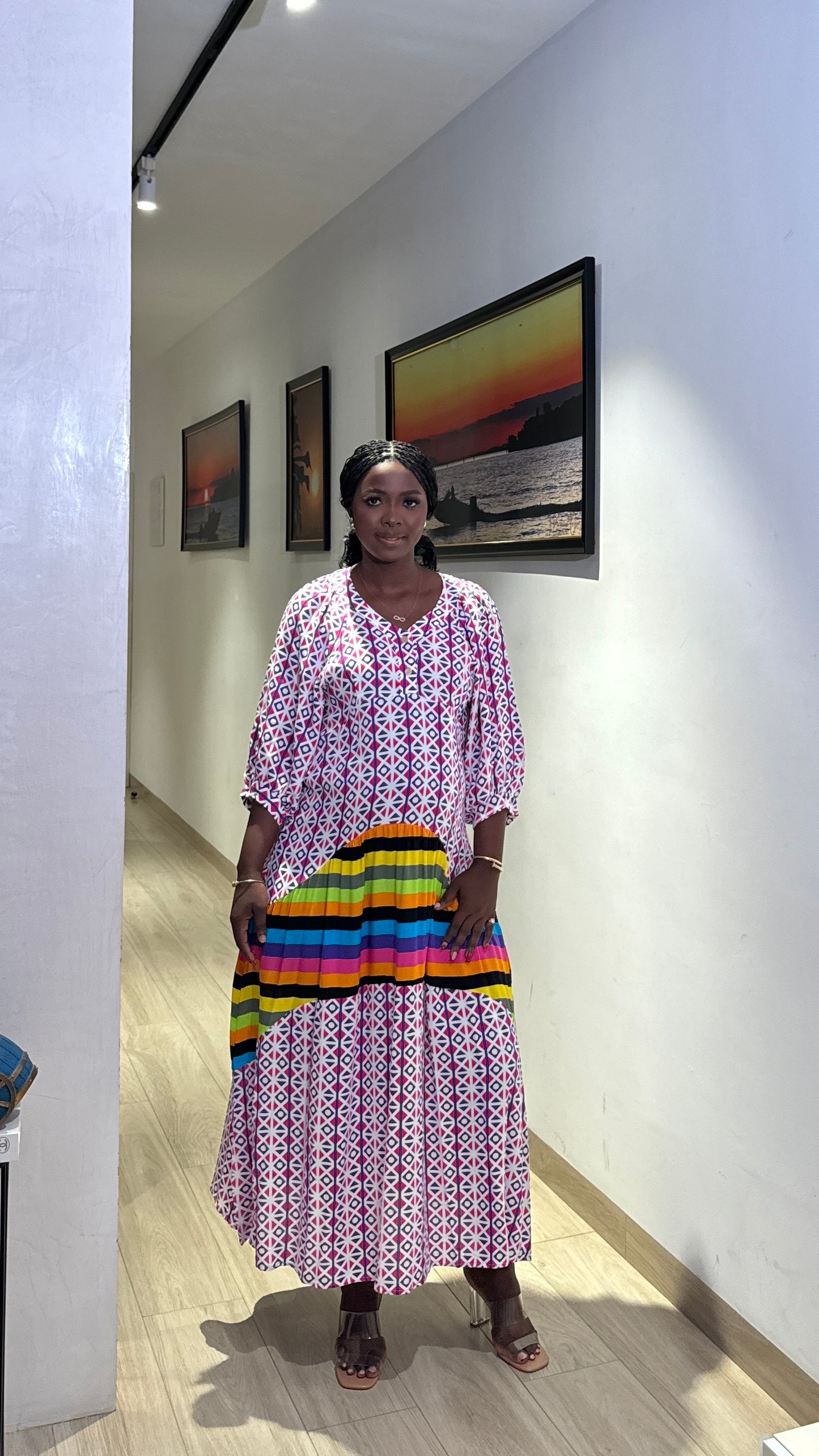 Purple Button Up Maternity & Nursing Empire Waist Bump Dress