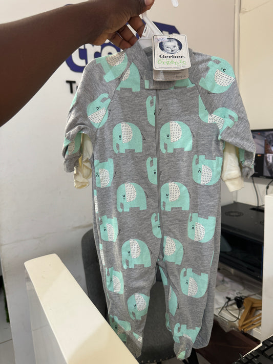 Gerber 2 Pack Elephant Print Sleep and Play