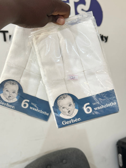 Gerber 6 Pack White Washcloths