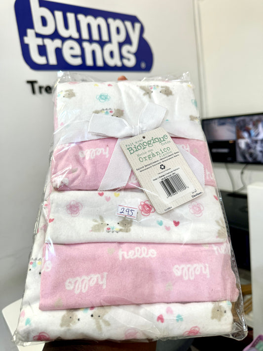 Gerber 4 Pack Girls Flannel Blankets