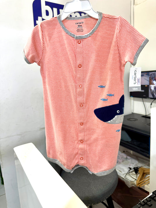 Carters Whale Buttoned Bodysuit