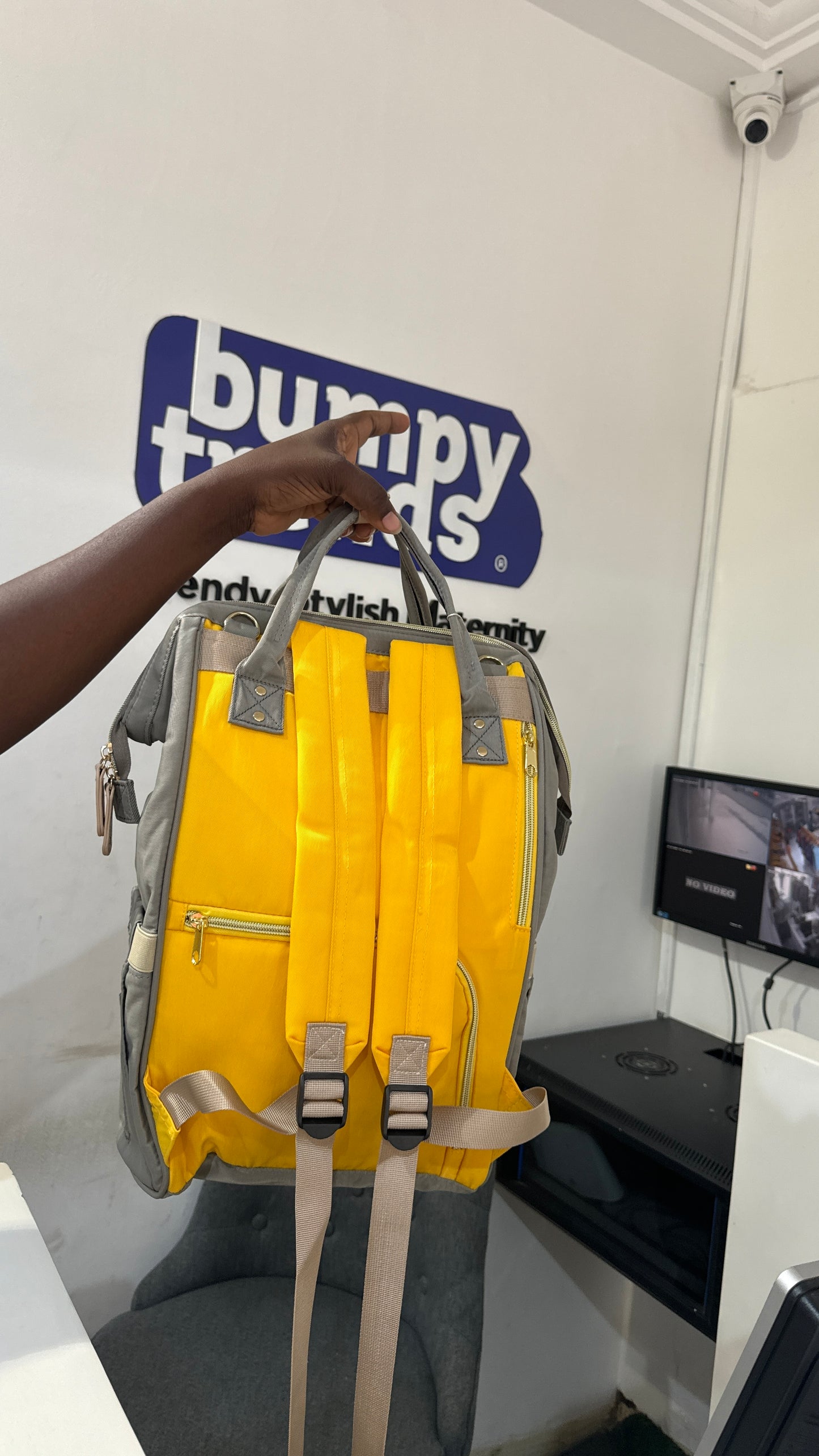 Dokoclub Mystic Yellow and Grey Diaper Backpack