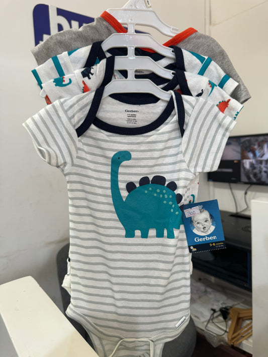 Gerbers Dinosuar 4 Pack Boys Bodysuit