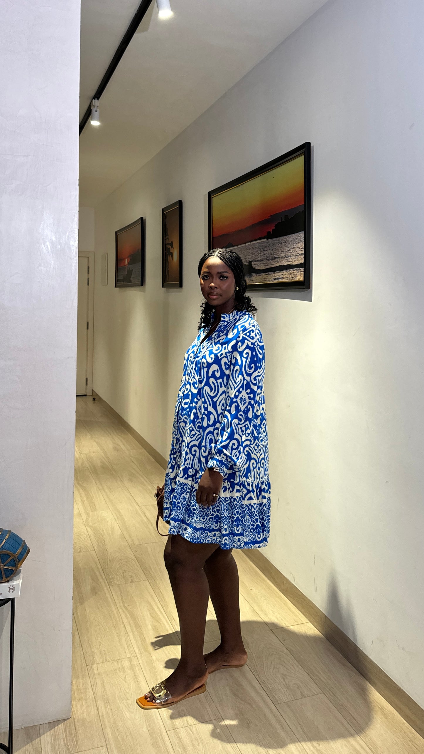 Long Sleeve Button Down Maternity/Nursing Smock Dress For Pregnant Women