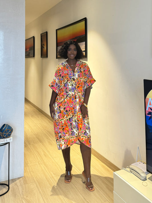 Maternity Twist Front Flower Print Kaftan