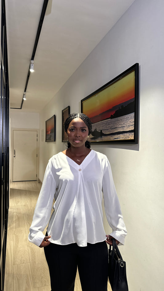 White Notch Neck Maternity Blouse