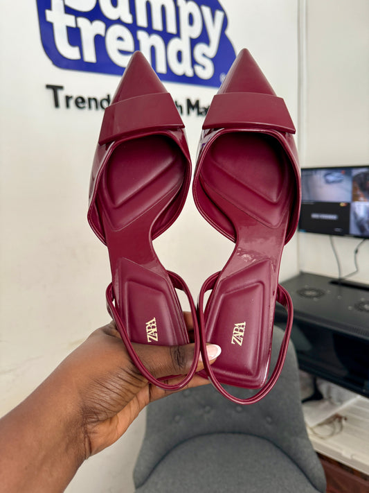 Burgundy Flat Sling Back Shoes