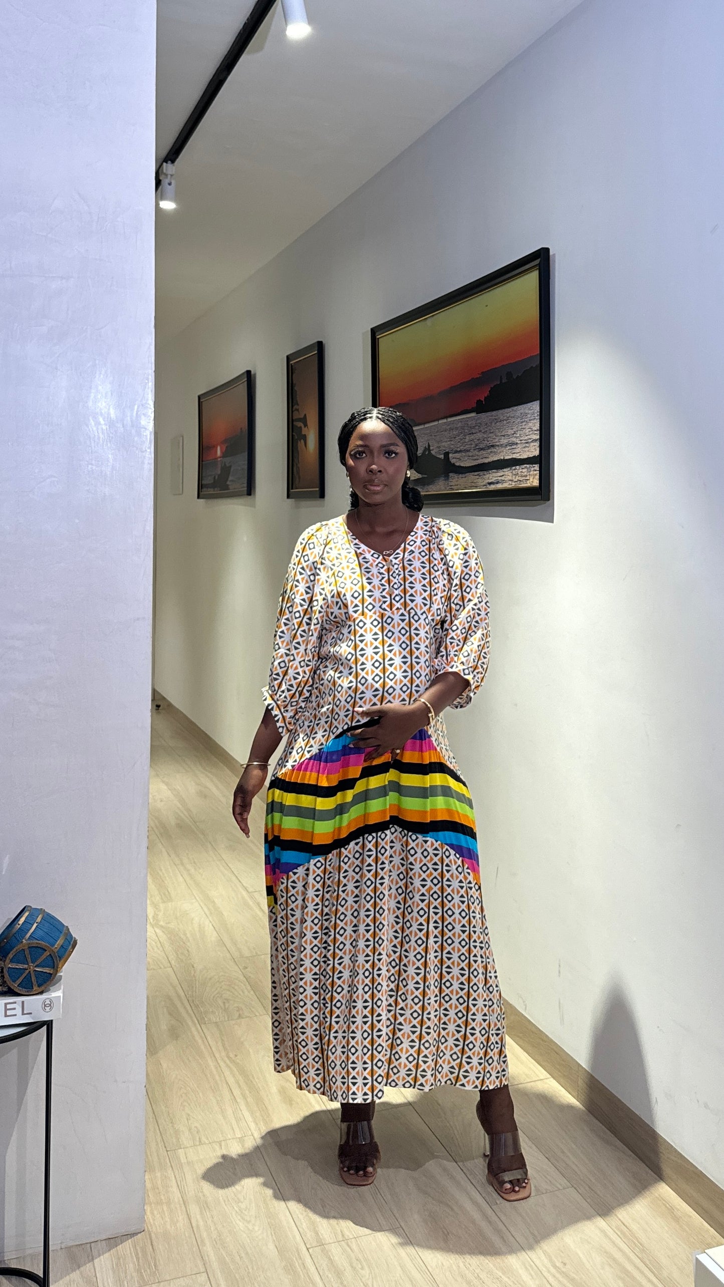 Orange Button Up Maternity & Nursing Empire Waist Bump Dress