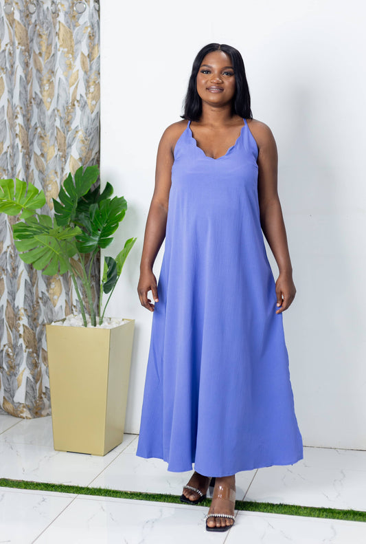 Sleeveless Scallop Neck Maternity Loose Maxi Dress