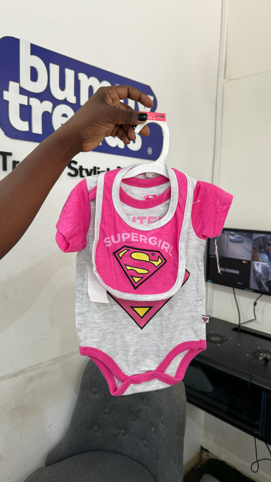 Supergirl 2 piece Bodysuit and Bib Set