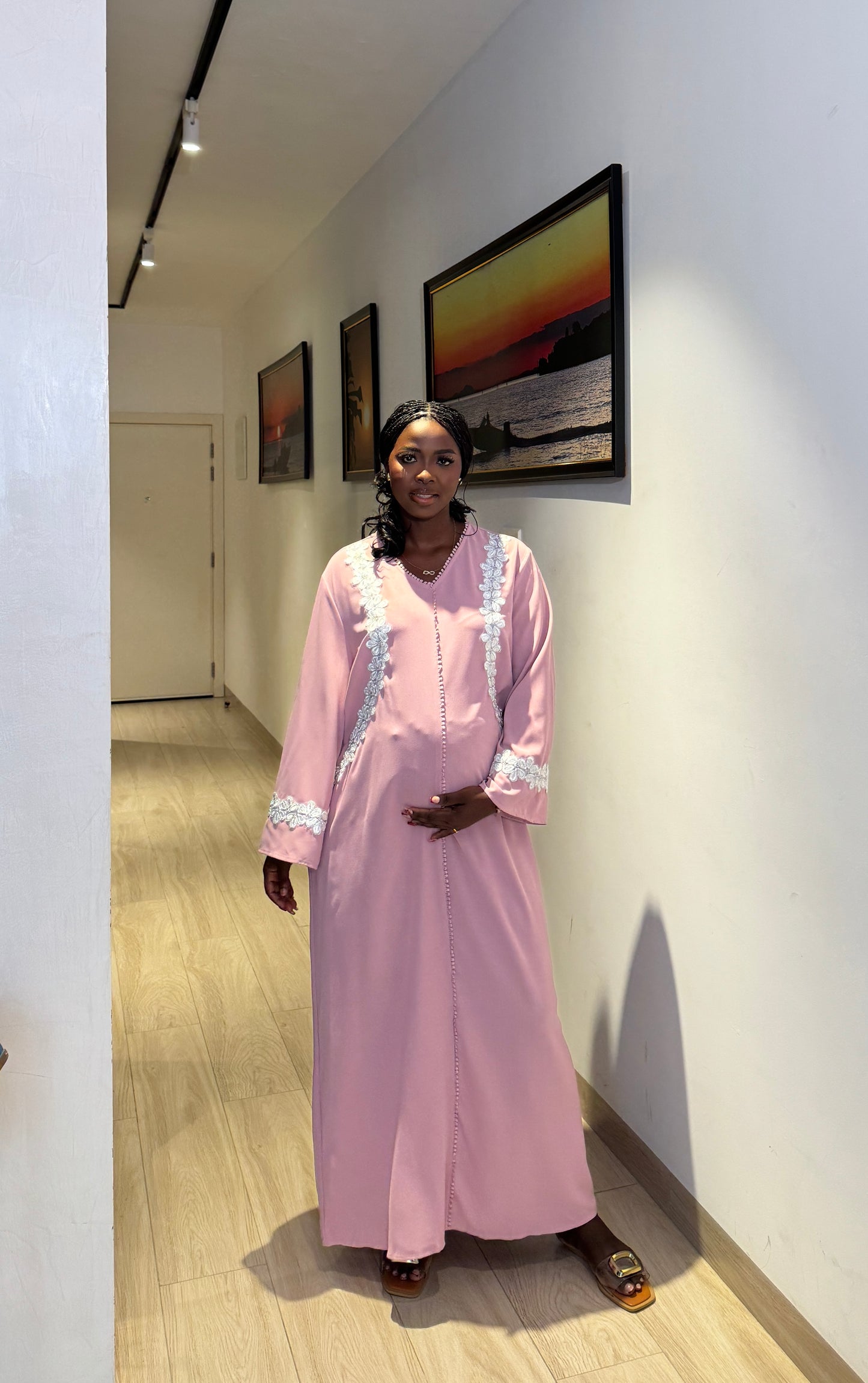 Pink Embroidered Baby Bump Dress