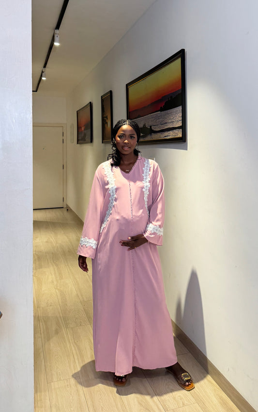 Pink Embroidered Baby Bump Dress