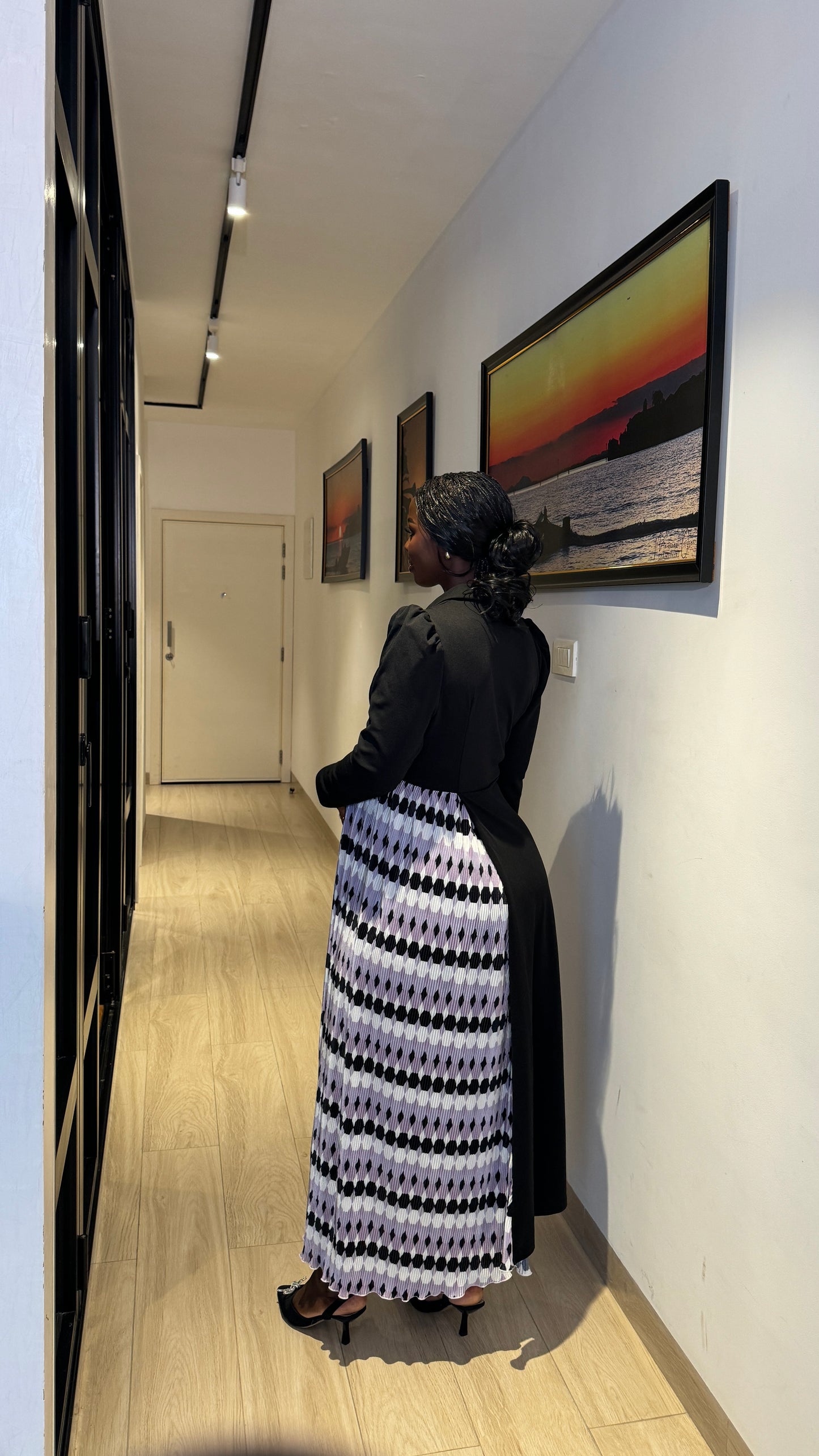 Maternity Blazer Side Pleated Midi Dress