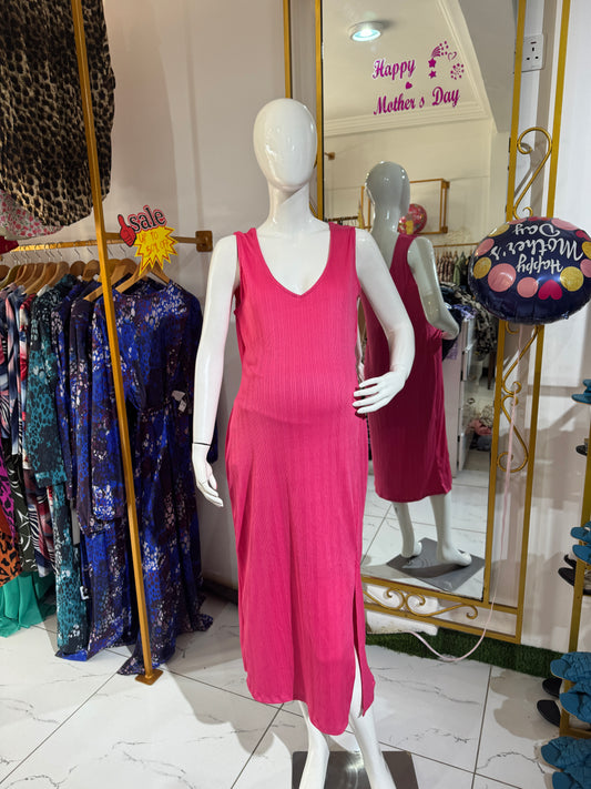 Ribbed Sleeveless Maternity Bodycon Dress For Pregnant Women
